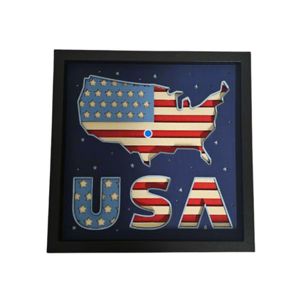 3D Layered American Flag Shadow Box, Hand Crafted Patriotic Home Decor, Military Veteran Gift Wall Art
